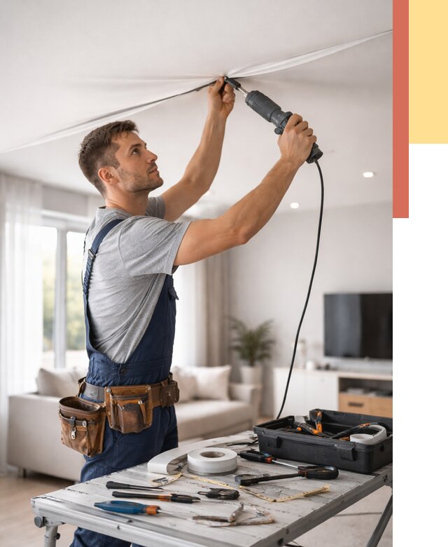 Ремонт натяжных потолков в Благовещенске от 9649 руб. под ключ — ОТДЕЛОЧНИК-Бгн