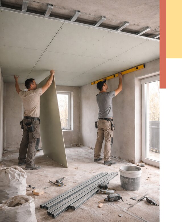 Одноуровневый потолок из гипсокартона в Благовещенске от 762 руб. — монтаж под ключ | ОТДЕЛОЧНИК-Бгн