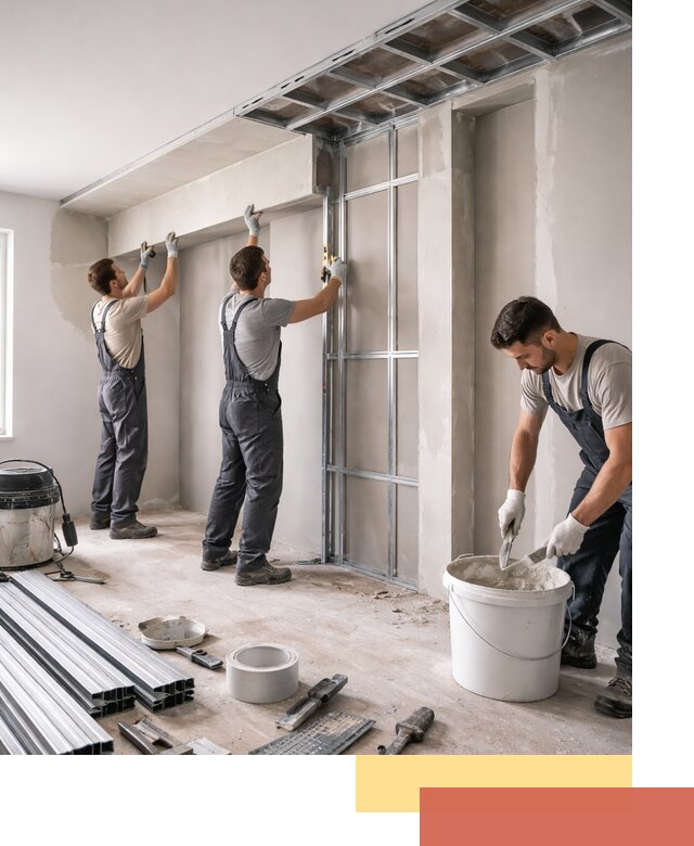 Монтаж потолка из гипсокартона с нишей в Благовещенске