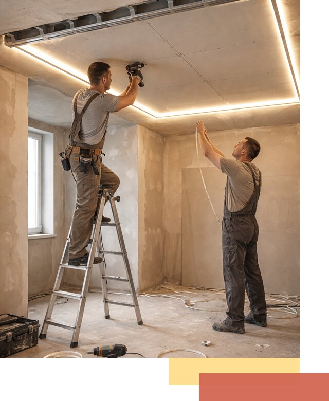 Потолок из гипсокартона с подсветкой в Благовещенске