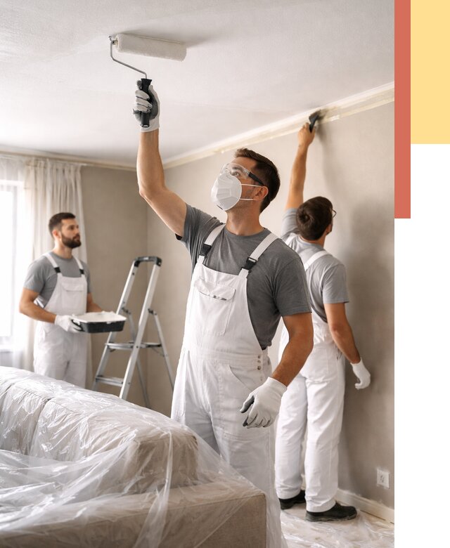 Покраска потолка водоэмельсионной краской в Благовещенске от 2235 руб/м² — услуги под ключ | ОТДЕЛОЧНИК-Бгн