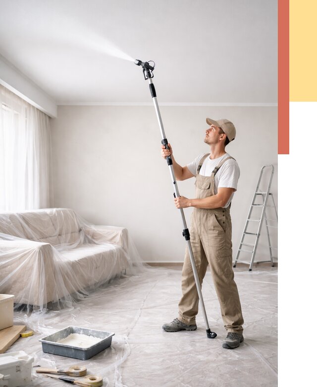 Покраска потолка краскопультом в Благовещенске от 4571 руб. быстро и недорого | ОТДЕЛОЧНИК-Бгн