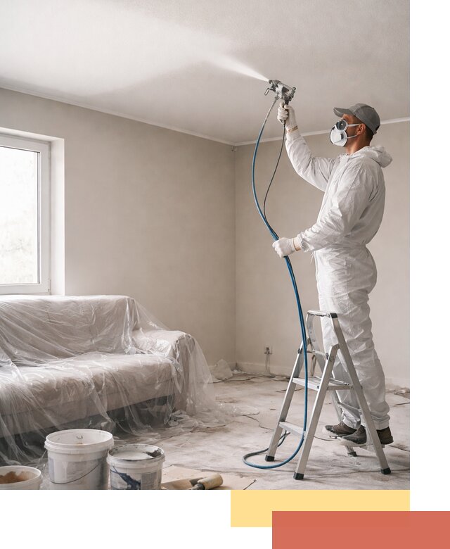 Покраска потолка краскопультом в Благовещенске быстро и качественно