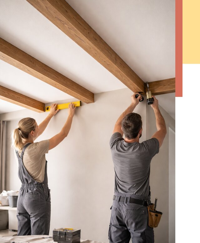 Монтаж декоративных балок на потолок в Благовещенске от 4266 руб. — ОТДЕЛОЧНИК-Бгн